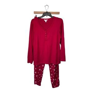 NWOT Charter Club Intimates | Red Long Sleeve 1/4 Button Super Soft Pajama Set L